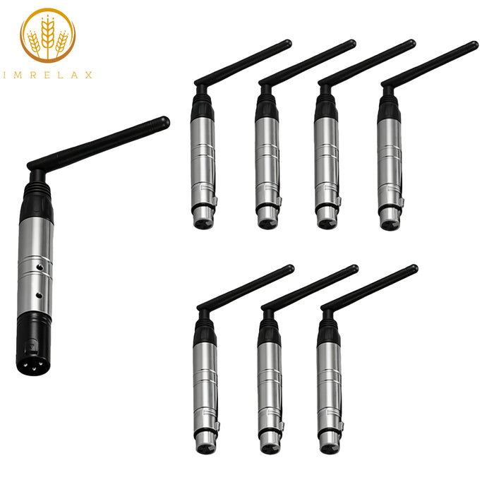 IMRELAX DMX512 Wireless 2.4GHz 1 Male Transmitter & 9 Female Receivers for Stage PAR Party Disco Moving Head DJ Lights