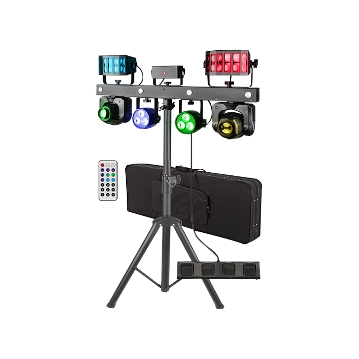 IMRELAX Gig Bar Move Kit with Moving Heads Derby Wash Par Lights Laser Strobe Lights Stand DMX Wireless Control DJ's Setup