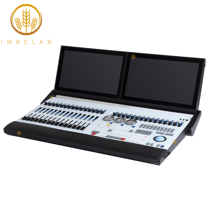 IMRELAX Avolites Sapphire ST6 Lightweight DMX Lighting Console with Dual 15.6 Inch Foldable Touchscreens 12 DMX Outputs 6144 Channels 15 Motorized Faders Built-In UPS Flight Case Included