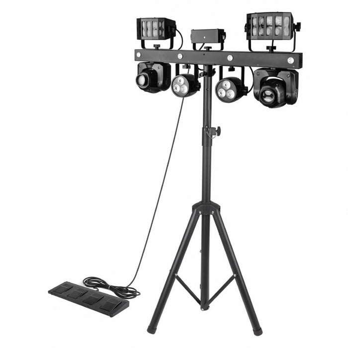 IMRELAX Gig Bar Move Kit with Moving Heads Derby Wash Par Lights Laser Strobe Lights Stand DMX Wireless Control DJ's Setup