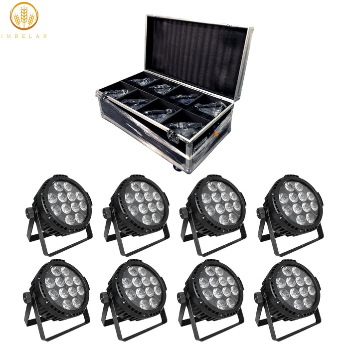 IMRELAX 12x18W RGBWA+UV Rechargeable Wireless LED Par Light IP65 Waterproof DMX Uplight for Wedding Event Lighting Rental