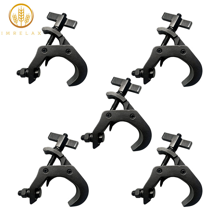 IMRELAX Truss Clamp Stage Lights Clamps Black 5PCS Width 1inch Premium Pro Clamp, Perfect Fit OD 40-60mm Pipe Quick Release Truss Clamps for Moving Head Par Led lighting Fixtures