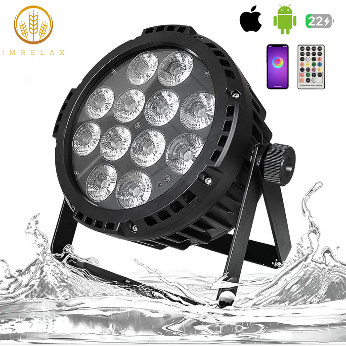 IMRELAX Extérieure Étanche Rechargeable DMX Sans Fil 12x18W RGBWA+UV LED Par Lumière