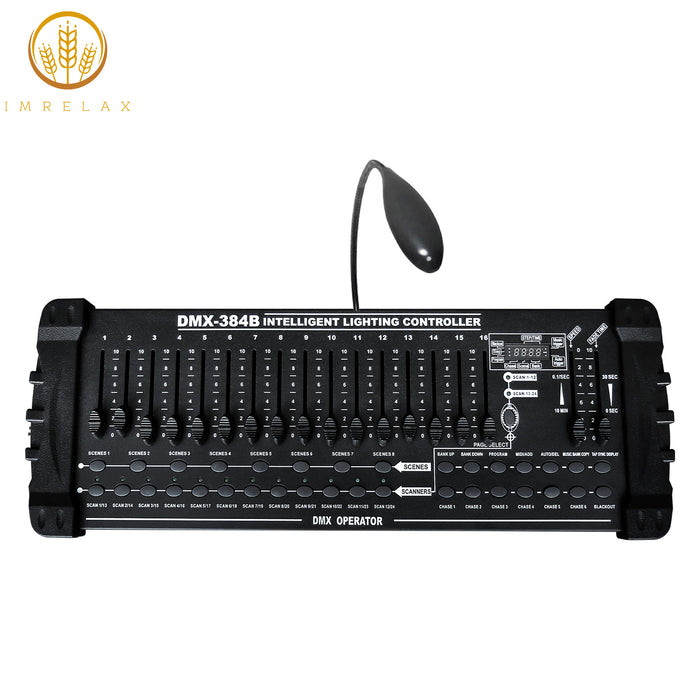 IMRELAX DMX-Controller 384 Kanäle DMX512-Bedienfeld MIDI-Steuerkonsole Zum Bearbeiten von Nebel-/Bühnenbeleuchtung