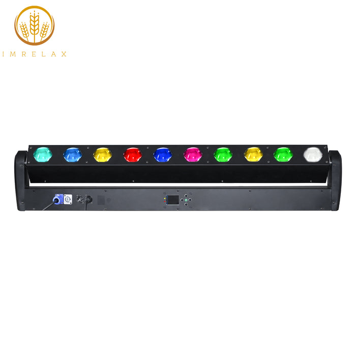 IMRELAX 10x40W RGBW 4in1 Strip Wash/Beam Light Bar with Tilt LED Linear Beam Fixture DMX Control Moving Head Stage Light