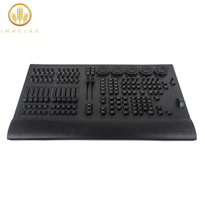 IMRELAX MA3 Command Wing for DMX Lighting Control 29 RGB Backlit Encoders 3 DMX Inputs/Outputs, 4096 Channel Support 10 Motorized Faders MIDI & Timecode Support USB Connectivity Flight Case Included