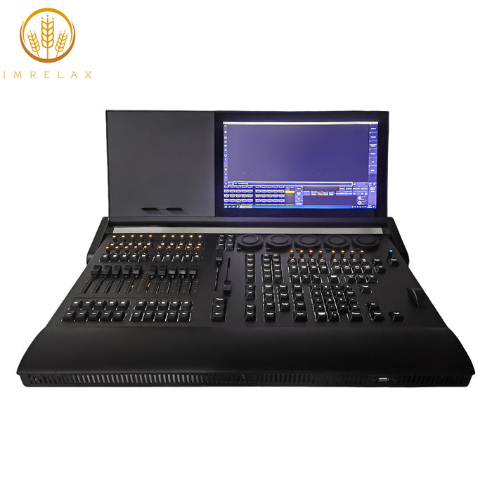 IMRELAX MA3 onPC XT ONE Professional Lighting Controller with 15.6" Touchscreen 29 RGB Encoders 10 Motorized Faders 4096 Channel Control USB & DMX ConnectivityDMX Lighting Console Flight Case Included