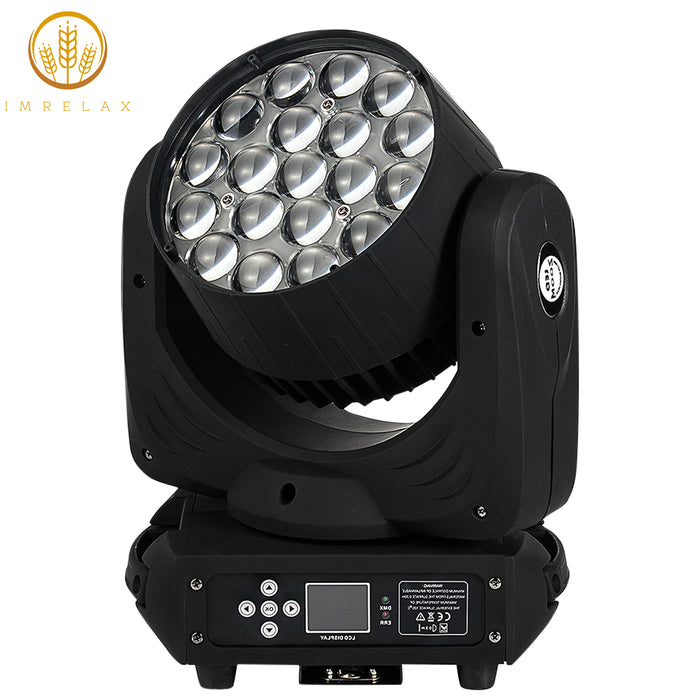 IMRELAX 19x15W RGBW 4in1 LED ズーム ウォッシュ ムービング ヘッド