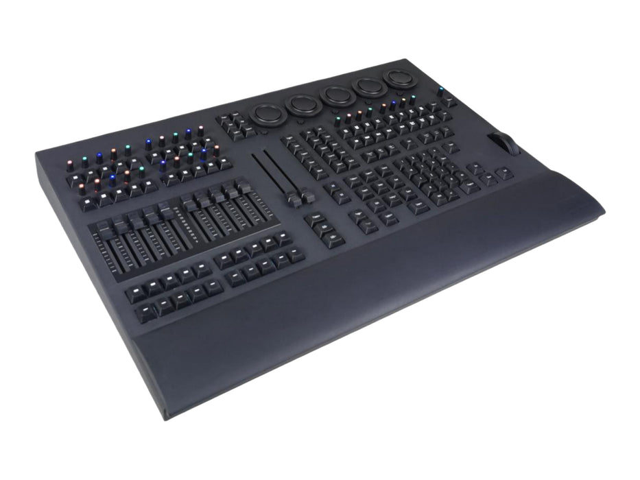 IMRELAX MA3 Command Wing for DMX Lighting Control 29 RGB Backlit Encoders 3 DMX Inputs/Outputs, 4096 Channel Support 10 Motorized Faders MIDI & Timecode Support USB Connectivity Flight Case Included