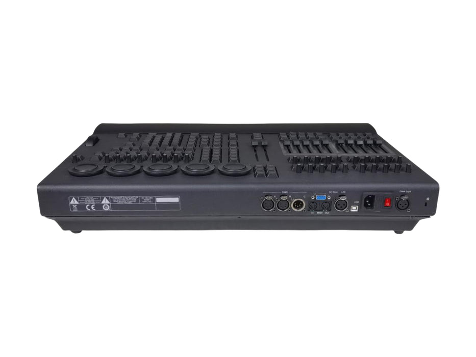 IMRELAX MA3 Command Wing for DMX Lighting Control 29 RGB Backlit Encoders 3 DMX Inputs/Outputs, 4096 Channel Support 10 Motorized Faders MIDI & Timecode Support USB Connectivity Flight Case Included