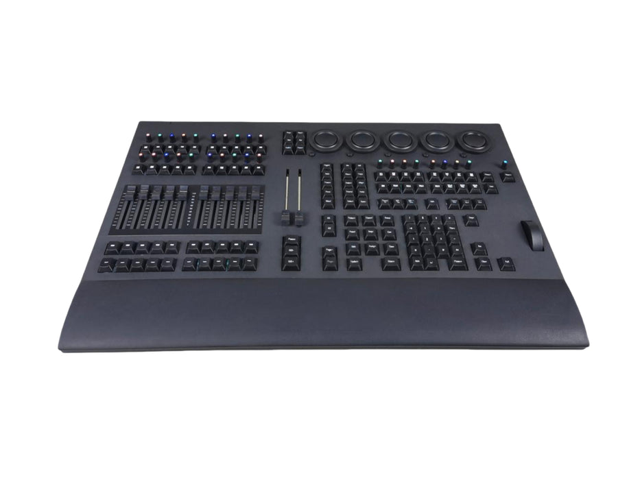 IMRELAX MA3 Command Wing for DMX Lighting Control 29 RGB Backlit Encoders 3 DMX Inputs/Outputs, 4096 Channel Support 10 Motorized Faders MIDI & Timecode Support USB Connectivity Flight Case Included