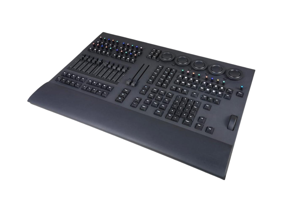 IMRELAX MA3 Command Wing for DMX Lighting Control 29 RGB Backlit Encoders 3 DMX Inputs/Outputs, 4096 Channel Support 10 Motorized Faders MIDI & Timecode Support USB Connectivity Flight Case Included