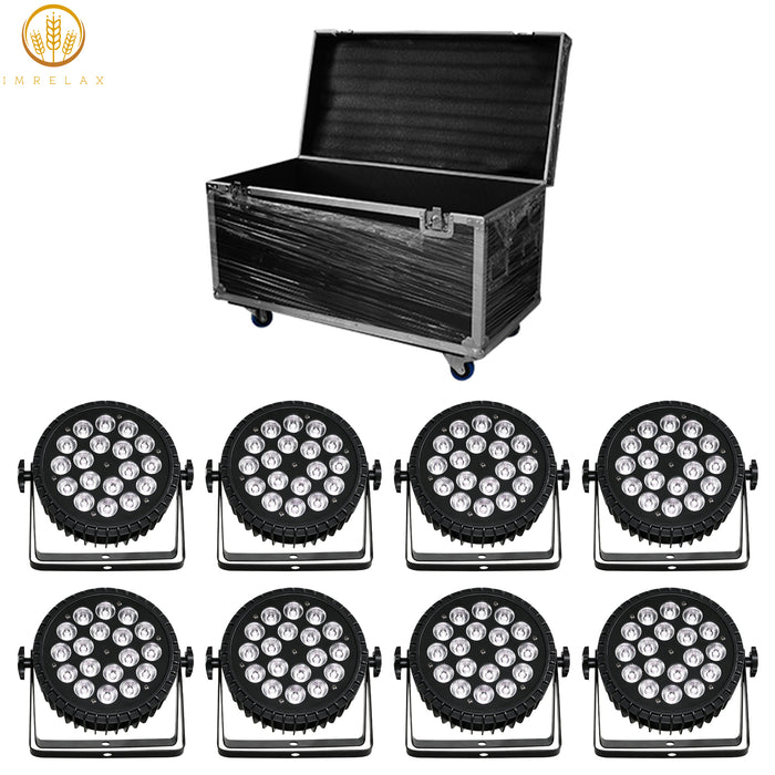 IMRELAX LED 18x10W RGBW 4in1 Stage Wash Par Light Uplight Ultra-Thin DMX Control Par Can for DJ Disco Parties Band Live Show