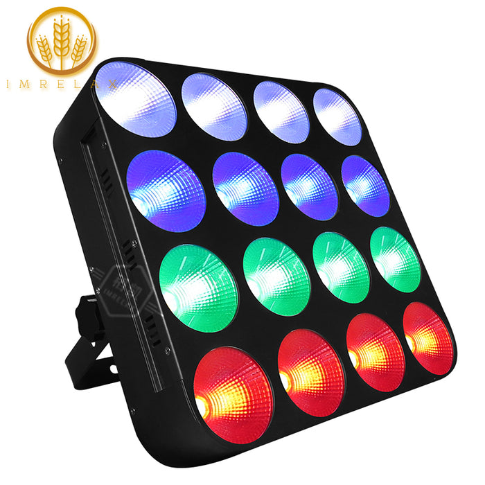 IMRELAX 16 x 30W Matrix Wash / Blinder Fixture RGB Uplight DJ Light Cob Stage Light Par DMX LED Lighting for Wedding
