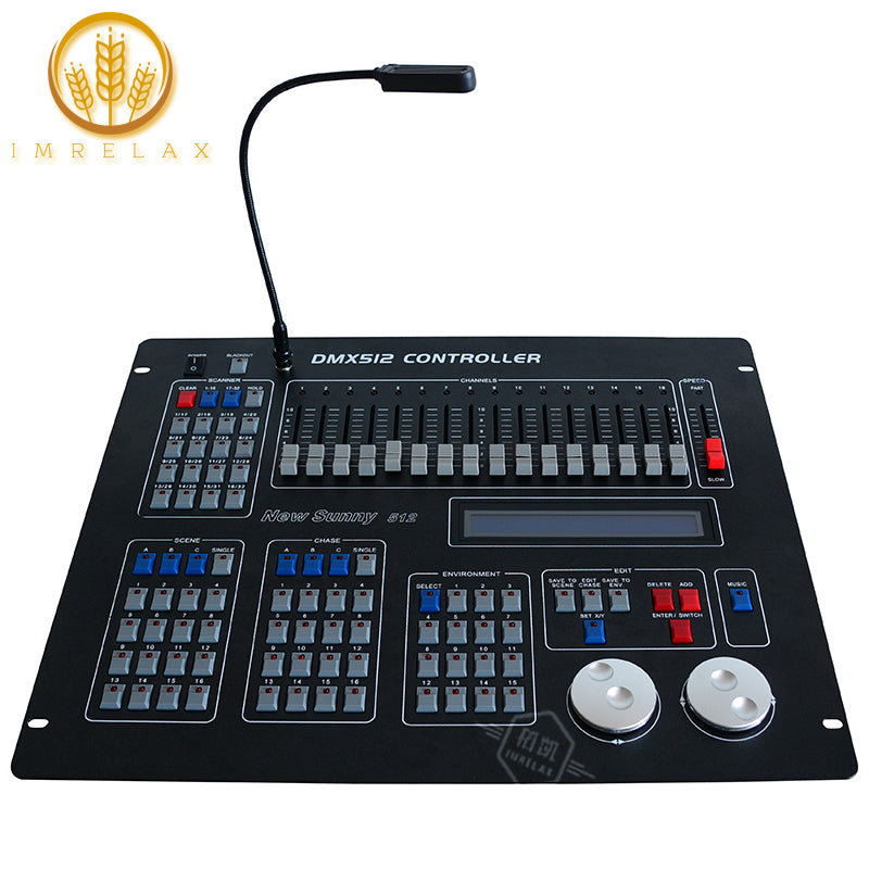 IMRELAX 512-channels DMX Stage Light Controller Console Sunny 512 Scanner  Auto Save Data for Moving Head DJ Light