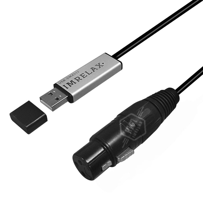 IMRELAX USB DMX Cable 3-pin USB Male to XLR Female USB to DMX512 Interface Adapter/Dongle/Controller for Signal Conversion of Stage Light