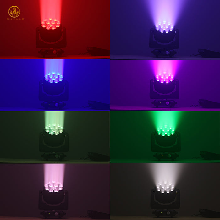IMRELAX 12x40W RGBW 4in1 LED Zoom Beam Wash Moving Head Light для средней/большой сцены
