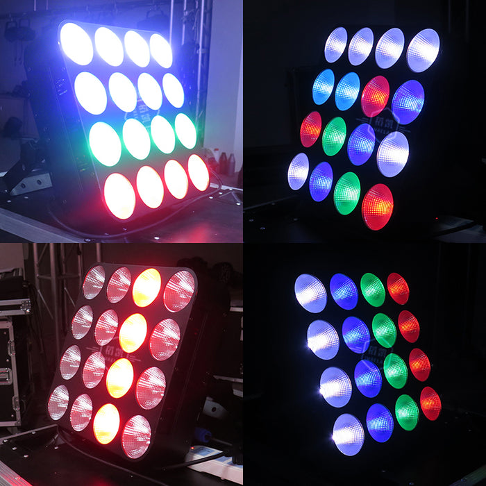 IMRELAX 16 x 30W Matrix Wash / Blinder Fixture RGB Uplight DJ Light Cob Stage Light Par DMX LED Lighting for Wedding