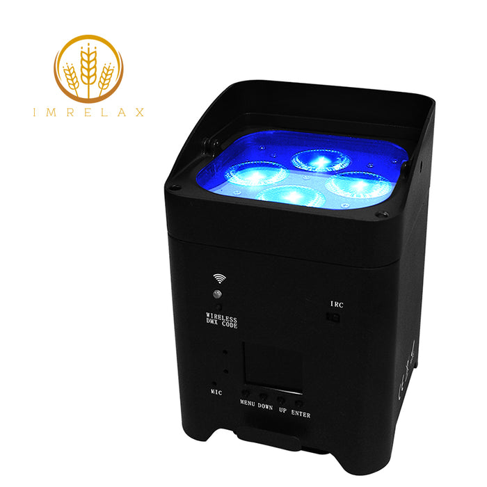 IMRELAX Wireless LED 4x18W RGBWA + UV-Hochzeitsbühnen-Wash-Licht, gesteuert über WLAN/Fernbedienung