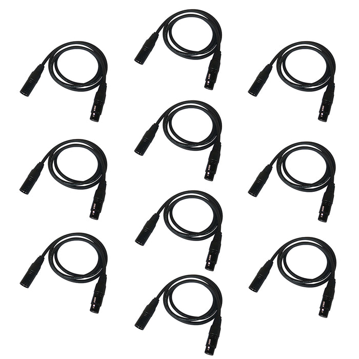 IMRELAX 10-Pack 3.25ft / 1000mm DMX Cables Stage Light Wires 3-Pin Signal XLR Male to Female Connection for Moving Head Light Par Light Spotlight DMX Input & Output