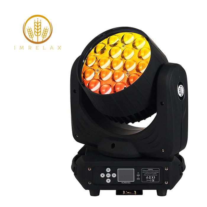 IMRELAX 19x15W RGBW 4in1 LED ズーム ウォッシュ ムービング ヘッド照明器具